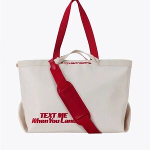 BEIS The Travel Tote 
in Ghost White - Cream Tote with Red Accents